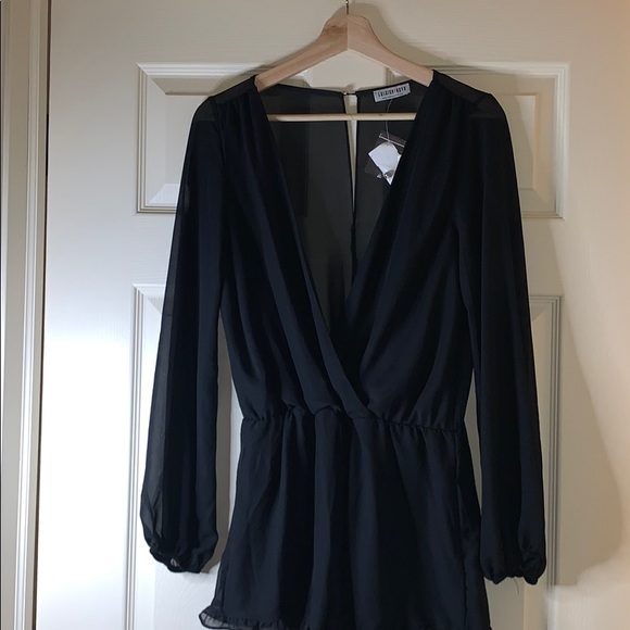 Fashion Nova Pants - Brand New, Sexy Black Sheer Romper (Size Large)